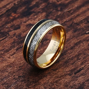 Gift Ready 100S JEWELRY Personalized Engraved Tungsten Rings Meteorite Carbon Fiber Inlay Size 6-16