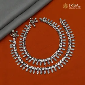 10.5 " 925 sterling silver handmade anklets foot bracelet ,ankle bracelet belly dance jewelry from India ank667