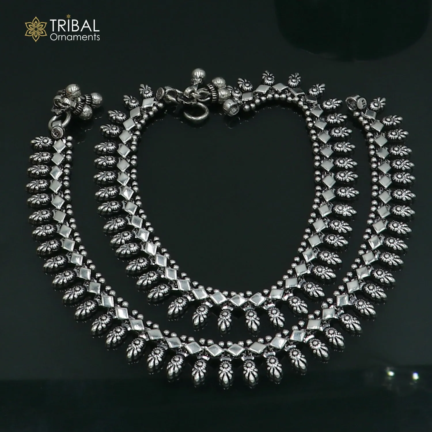 10.5 " 925 sterling silver handmade anklets foot bracelet ,ankle bracelet belly dance jewelry from India ank667
