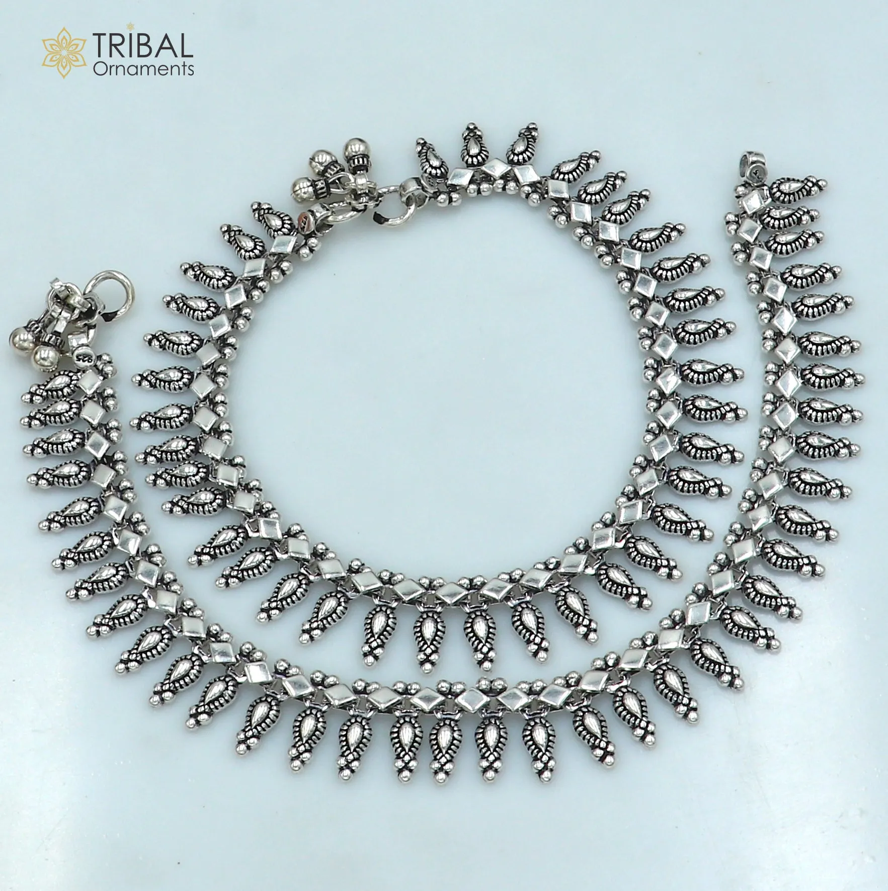 10.5" 925 sterling silver handmade anklets foot bracelet ,ankle bracelet belly dance jewelry from India ank664