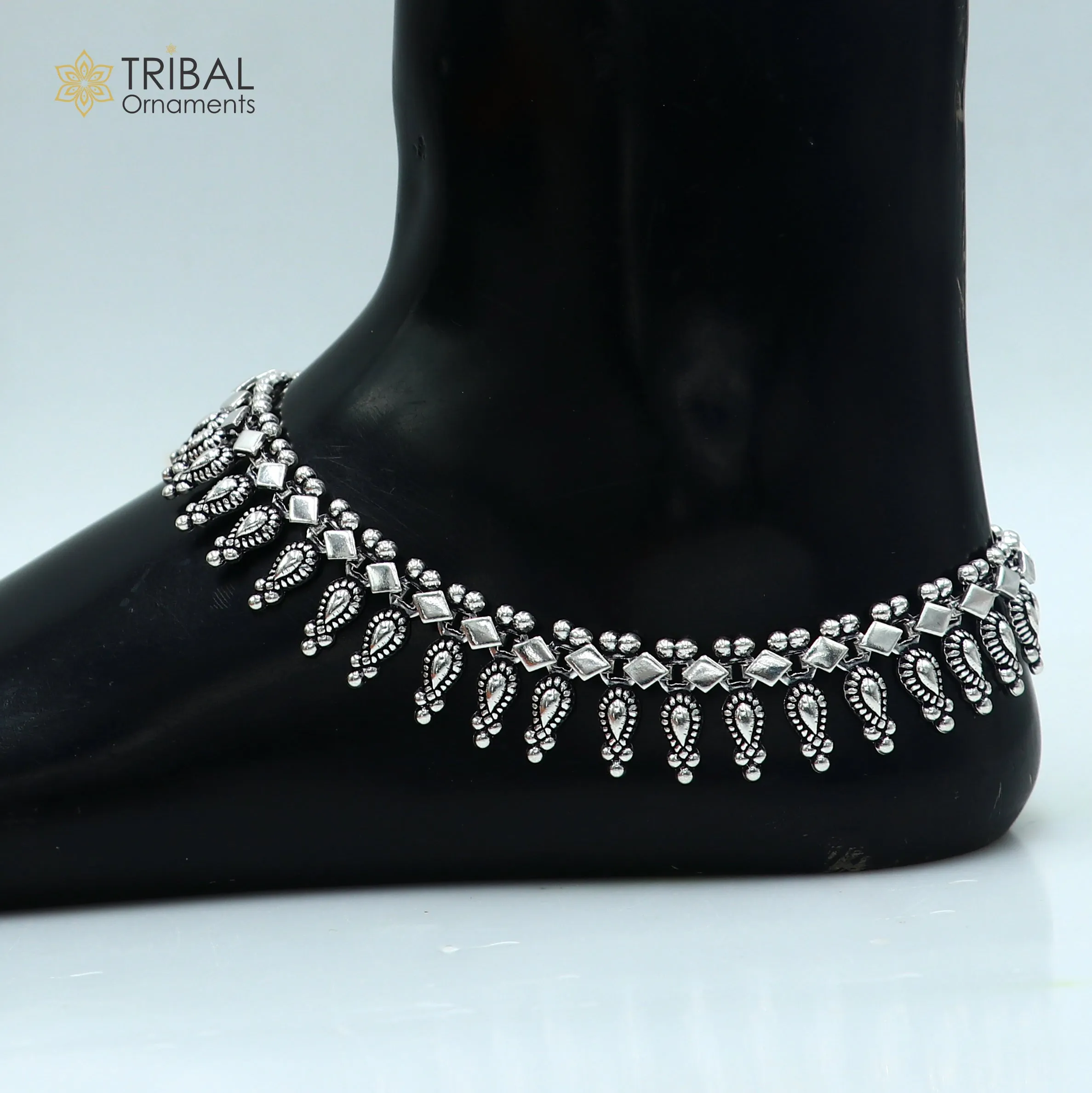 10.5" 925 sterling silver handmade anklets foot bracelet ,ankle bracelet belly dance jewelry from India ank664