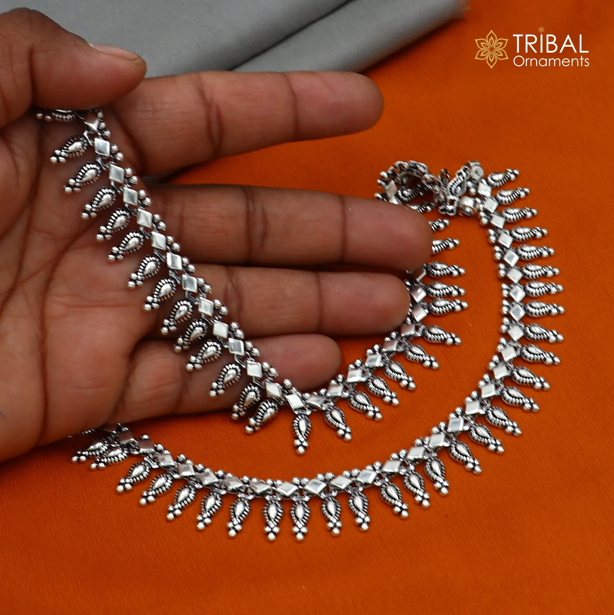 10.5" 925 sterling silver handmade anklets foot bracelet ,ankle bracelet belly dance jewelry from India ank664