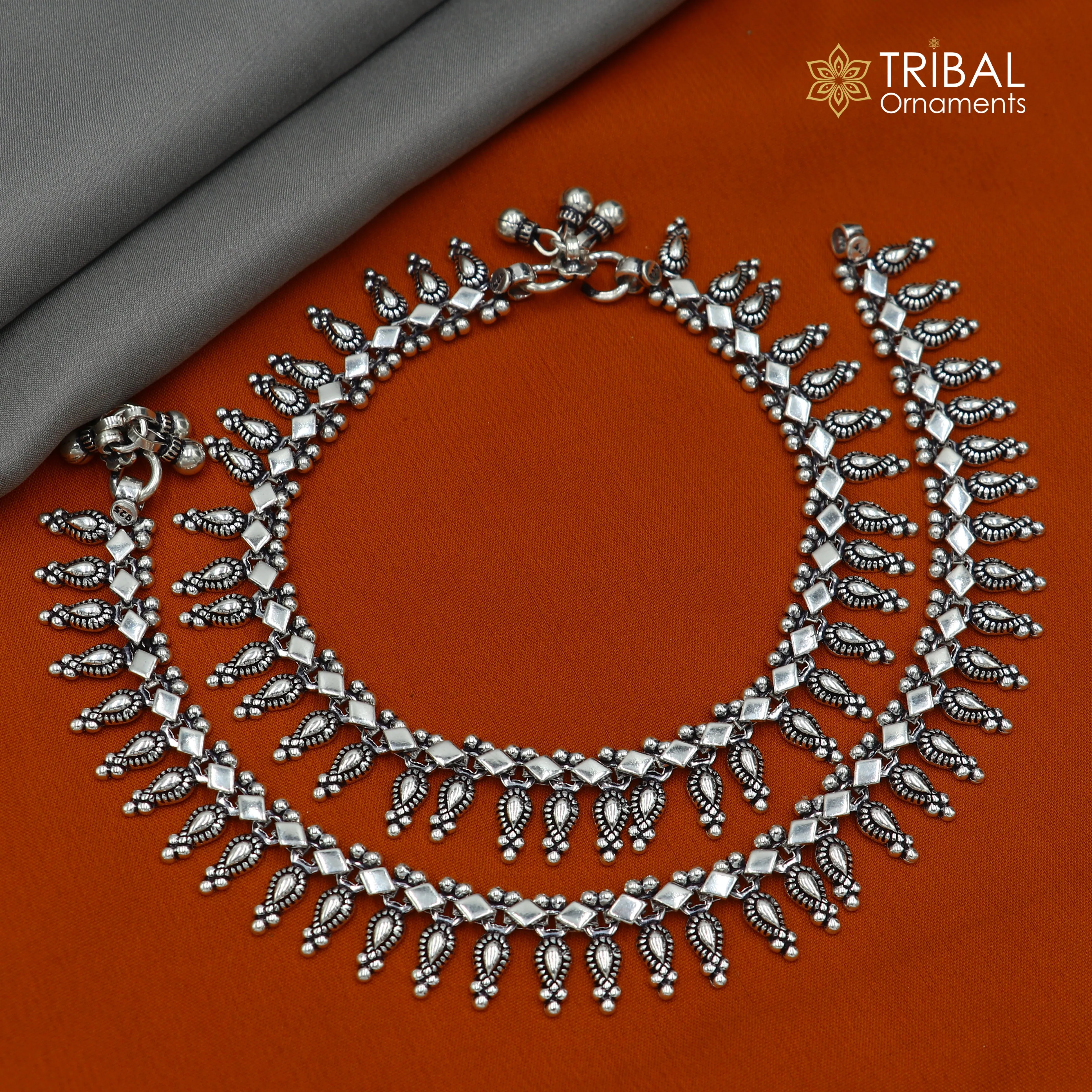 10.5" 925 sterling silver handmade anklets foot bracelet ,ankle bracelet belly dance jewelry from India ank664