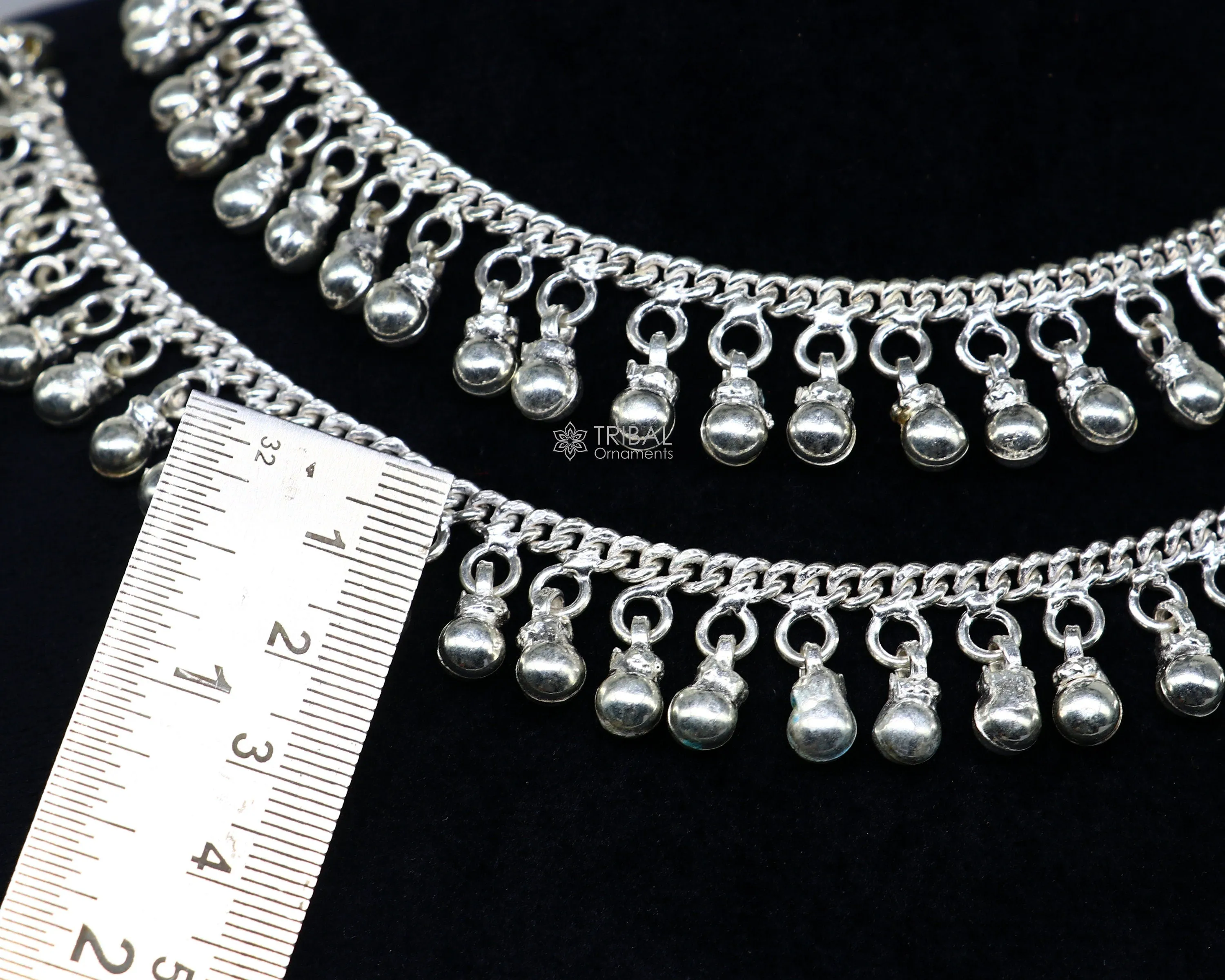 10.5" Long handmade sterling silver amazing hanging drops ankle bracelet, gorgeous charm anklets belly dance ethnic tribal jewelry ank539