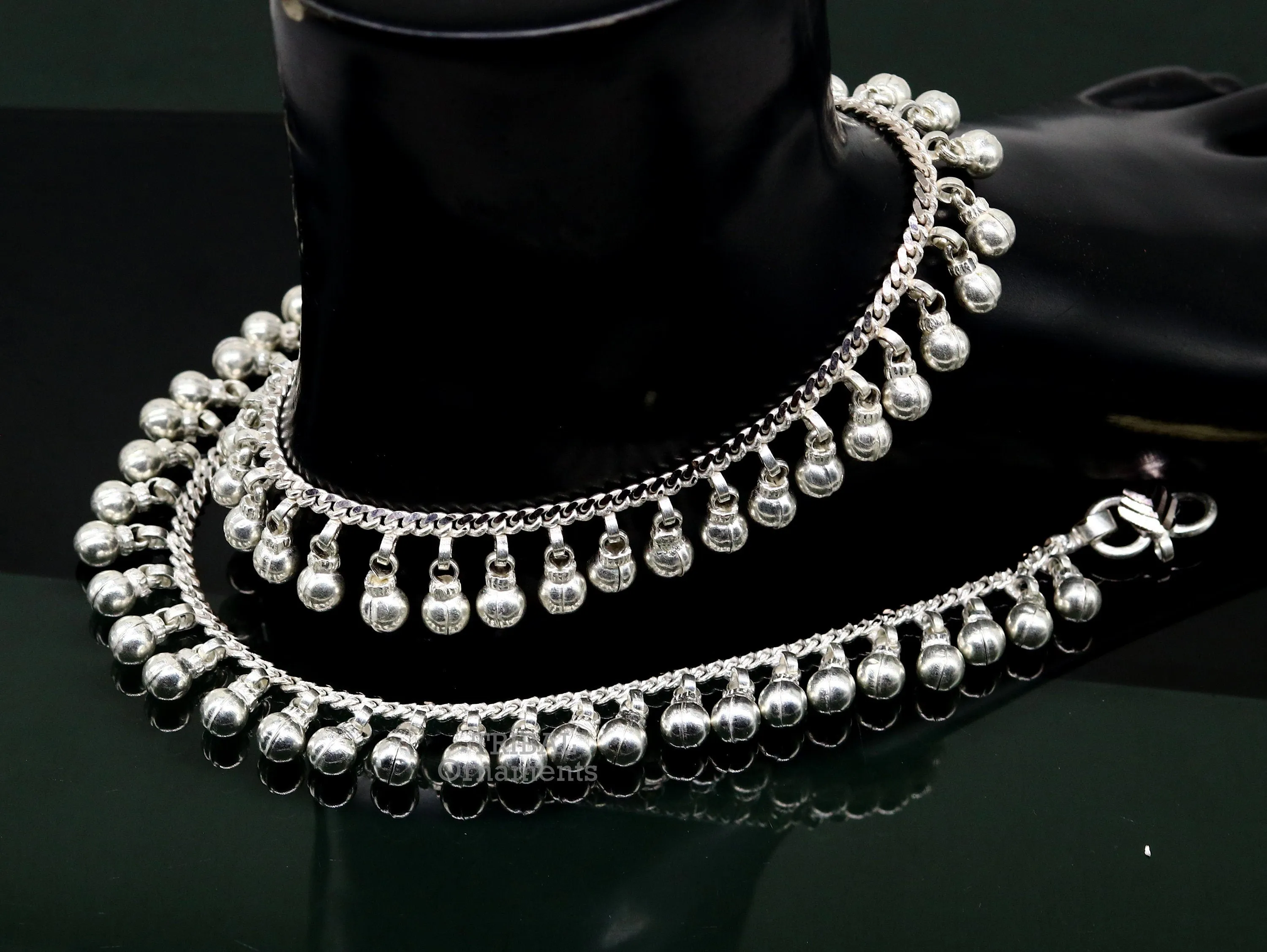10.5" Long handmade sterling silver amazing jingling bells ankle bracelet, gorgeous noisy anklets customized belly dance jewelry ank462