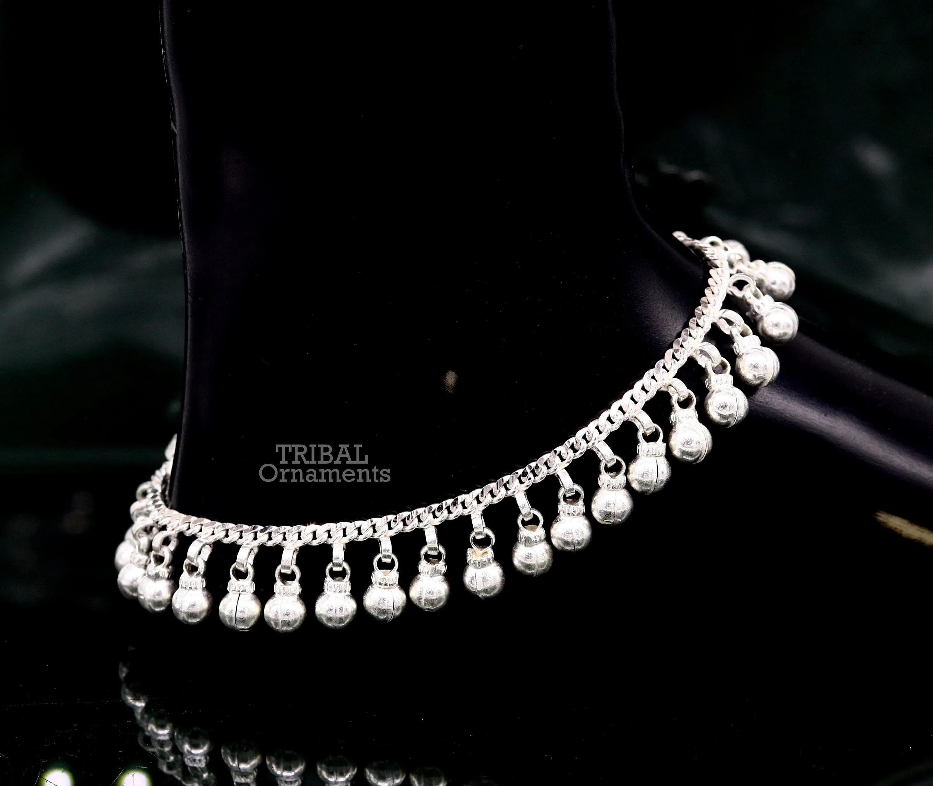 10.5" Long handmade sterling silver amazing jingling bells ankle bracelet, gorgeous noisy anklets customized belly dance jewelry ank462