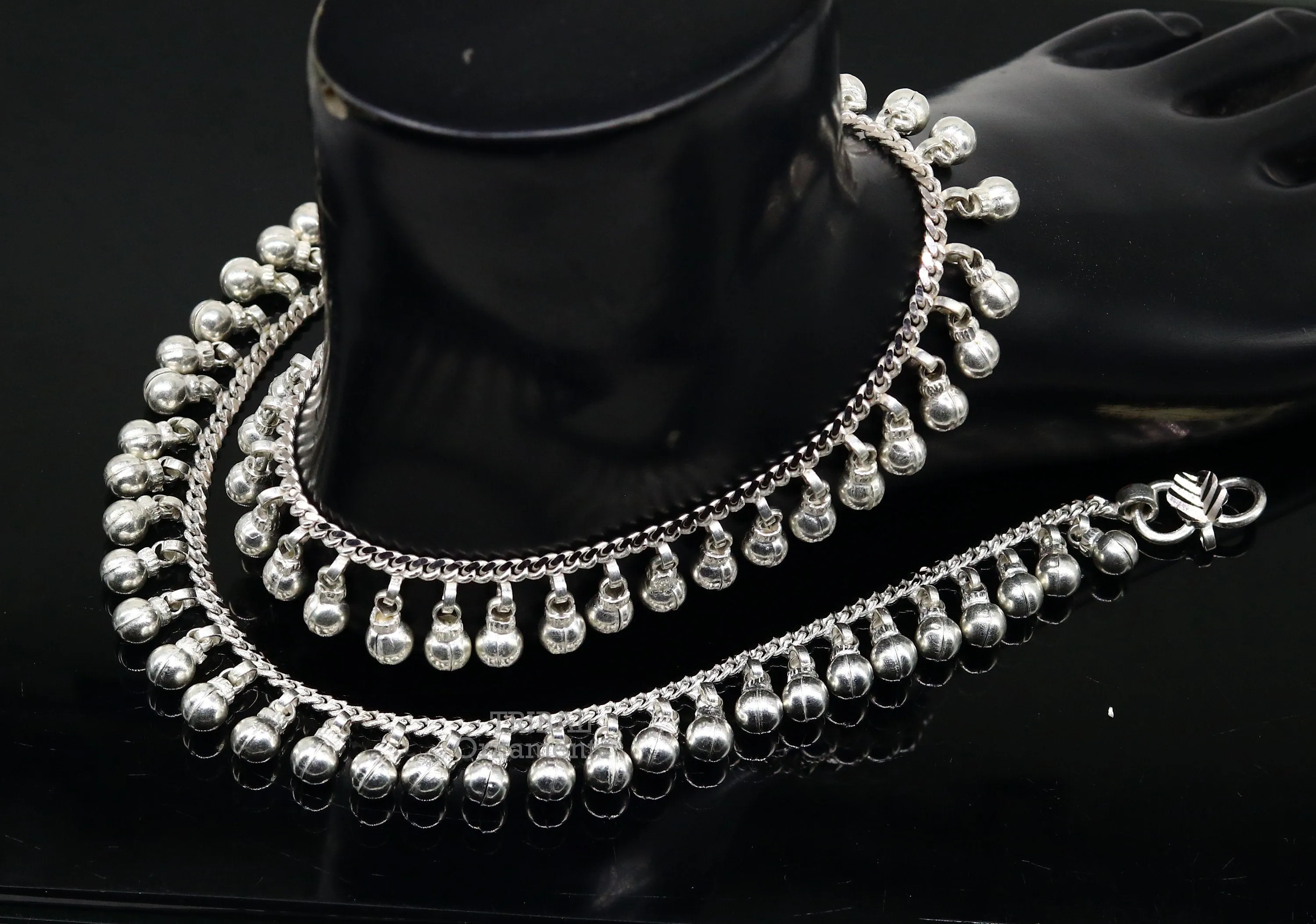 10.5" Long handmade sterling silver amazing jingling bells ankle bracelet, gorgeous noisy anklets customized belly dance jewelry ank462