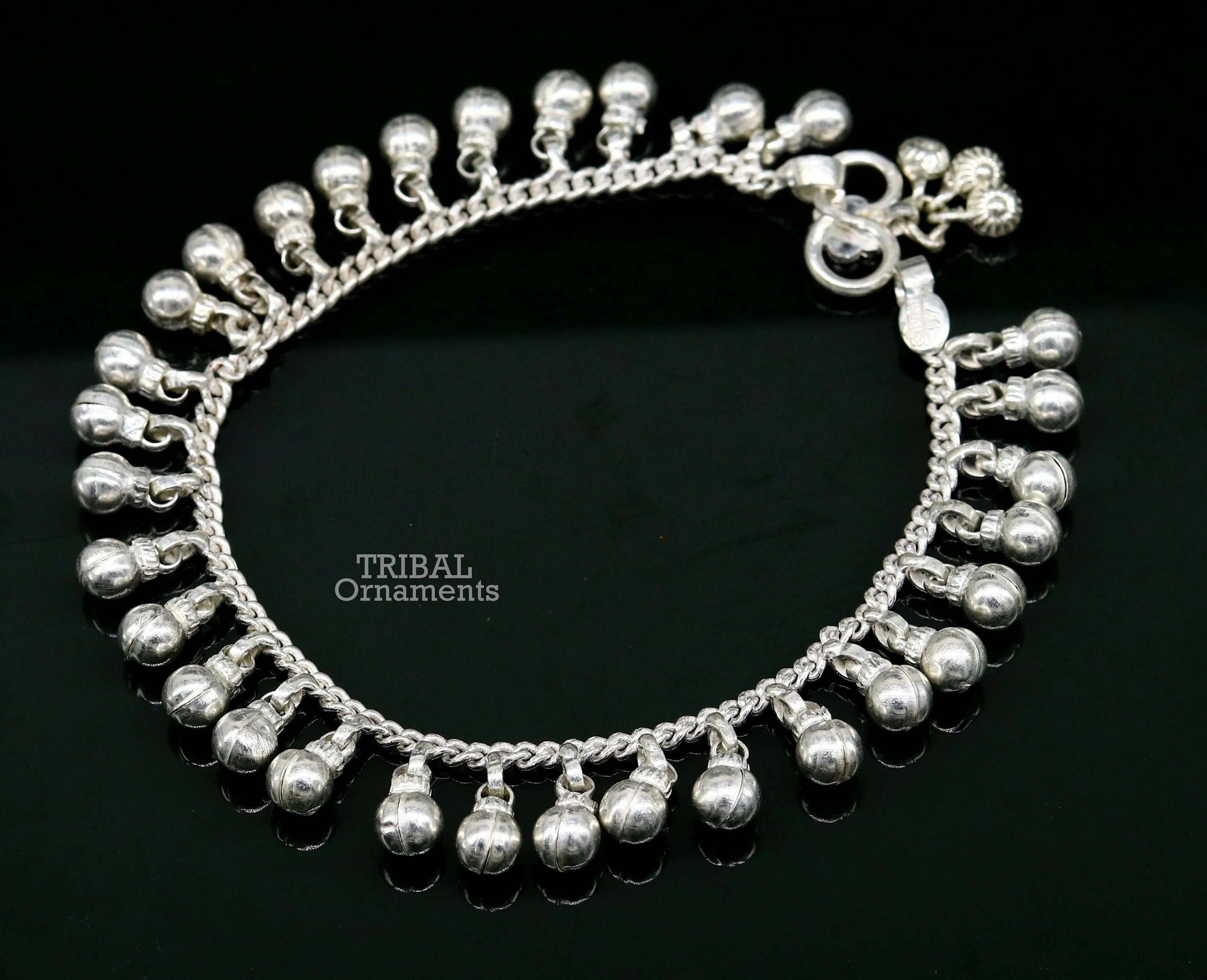 10.5" Long handmade sterling silver amazing jingling bells ankle bracelet, gorgeous noisy anklets customized belly dance jewelry ank462