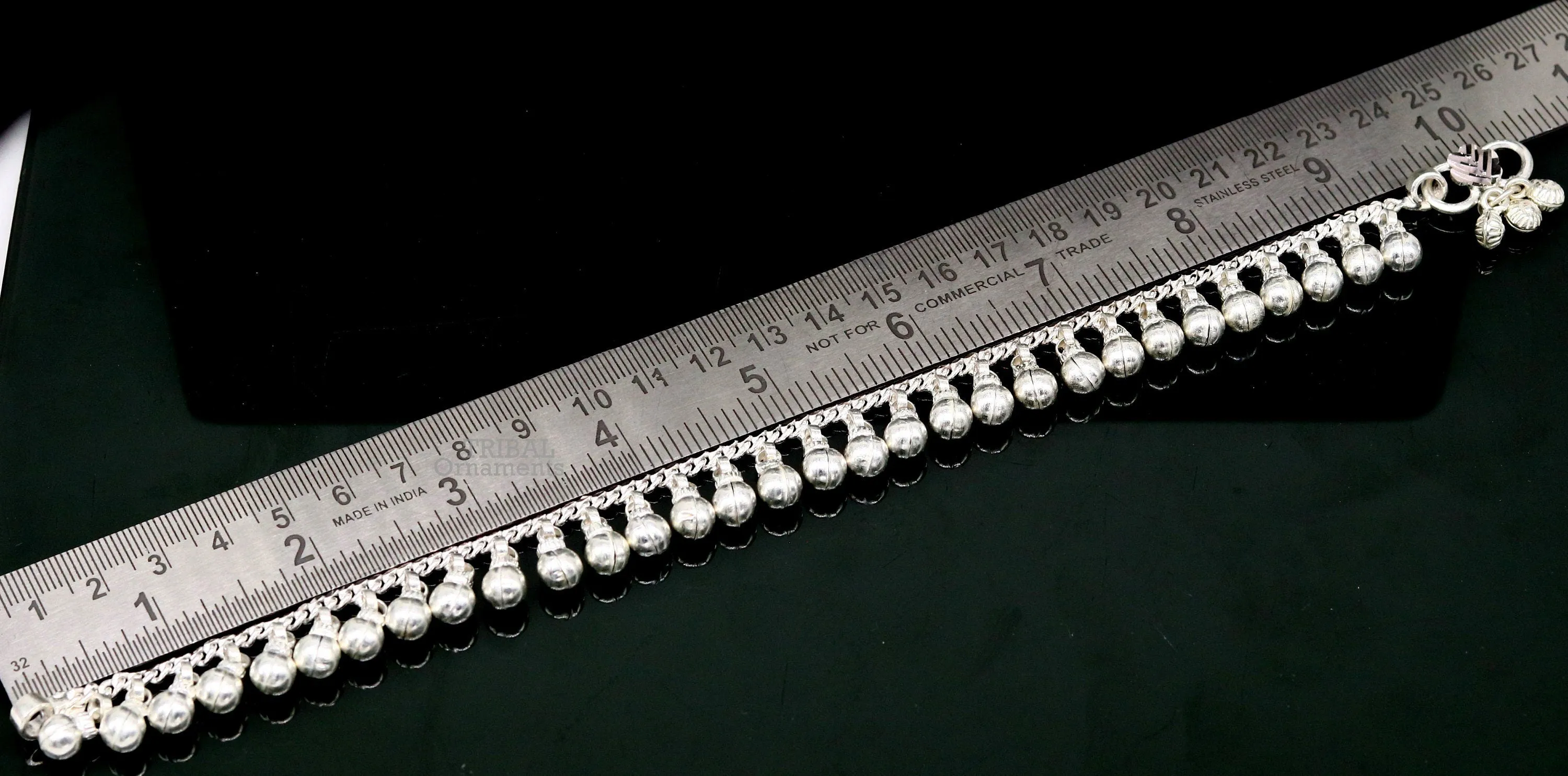 10.5" Long handmade sterling silver amazing jingling bells ankle bracelet, gorgeous noisy anklets customized belly dance jewelry ank462