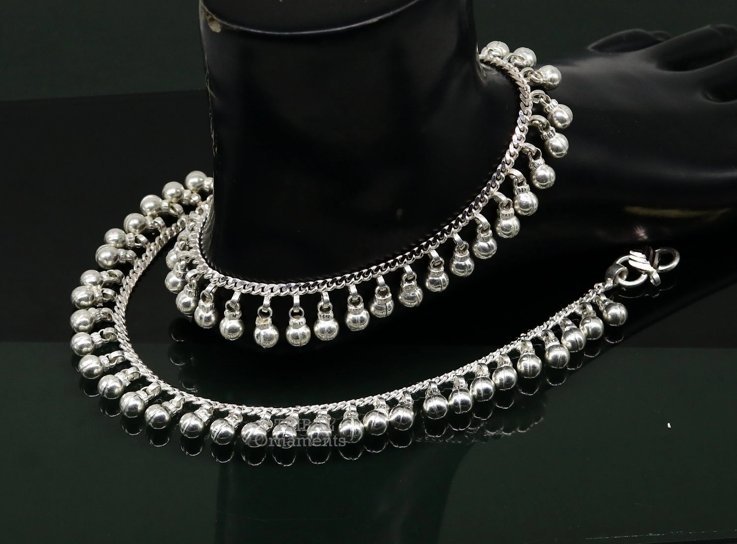 10.5" Long handmade sterling silver amazing jingling bells ankle bracelet, gorgeous noisy anklets customized belly dance jewelry ank462