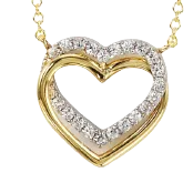 10k 2 tone Heart pendant with adjustable 18" Rolo chain