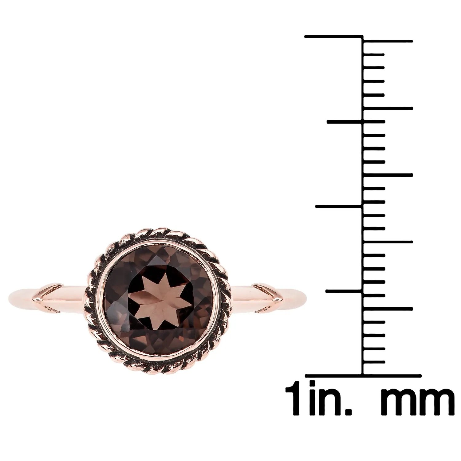 10k Rose Gold Vintage Style Genuine Round Smoky Quartz Ring