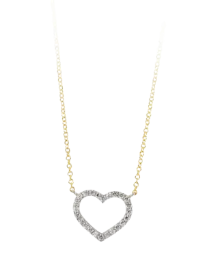 10k Swarovski Zirconia Heart pendant with adjustable 18" Rolo chain