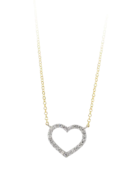 10k Swarovski Zirconia Heart pendant with adjustable 18" Rolo chain