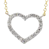 10k Swarovski Zirconia Heart pendant with adjustable 18" Rolo chain