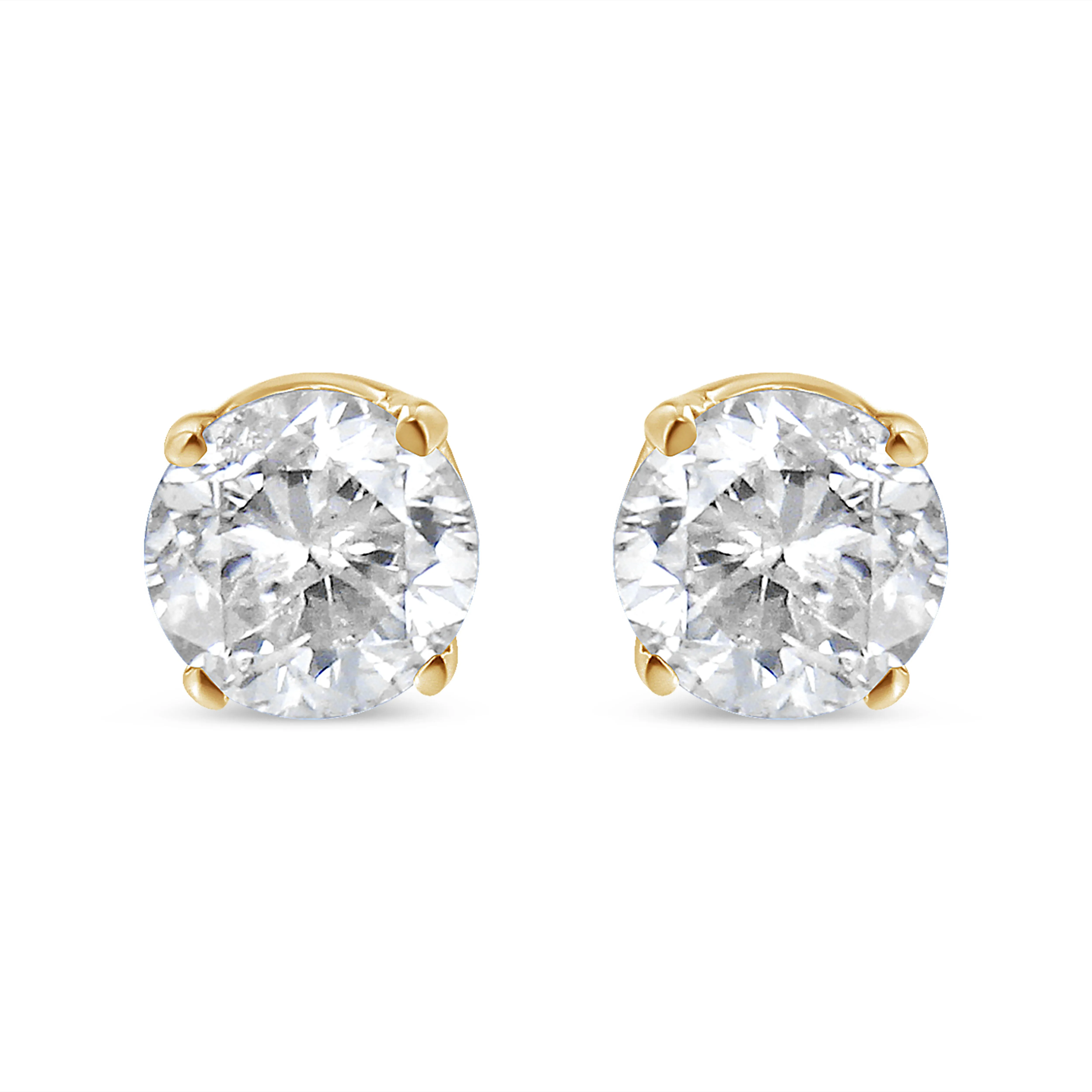 10K Yellow Gold 1/2 Cttw Round Brilliant-Cut Near Colorless Diamond Classic 4-Prong Stud Earrings