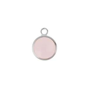 10mm Round Pink Faceted Glass Charm with Silver Plating