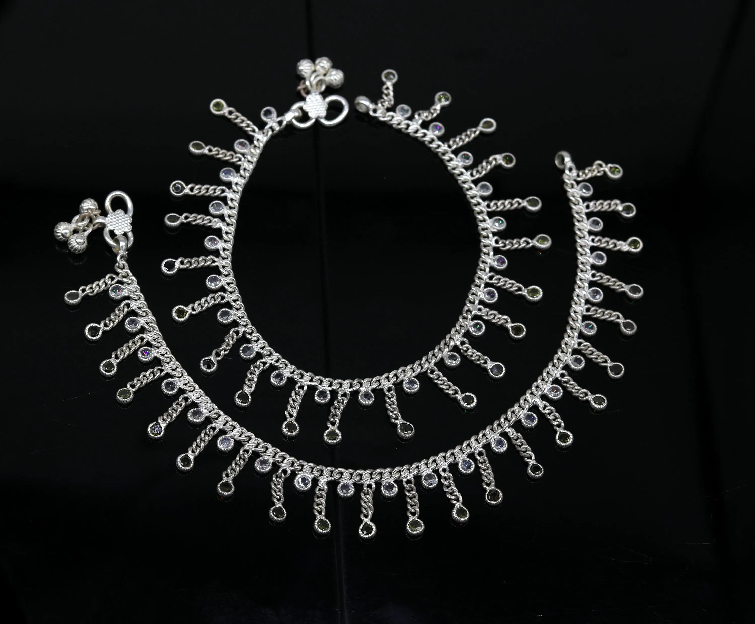10" solid silver handmade vintage customized design ankle bracelet bridesmaid charm tribal anklet jewelry pretty gifting to her nank272