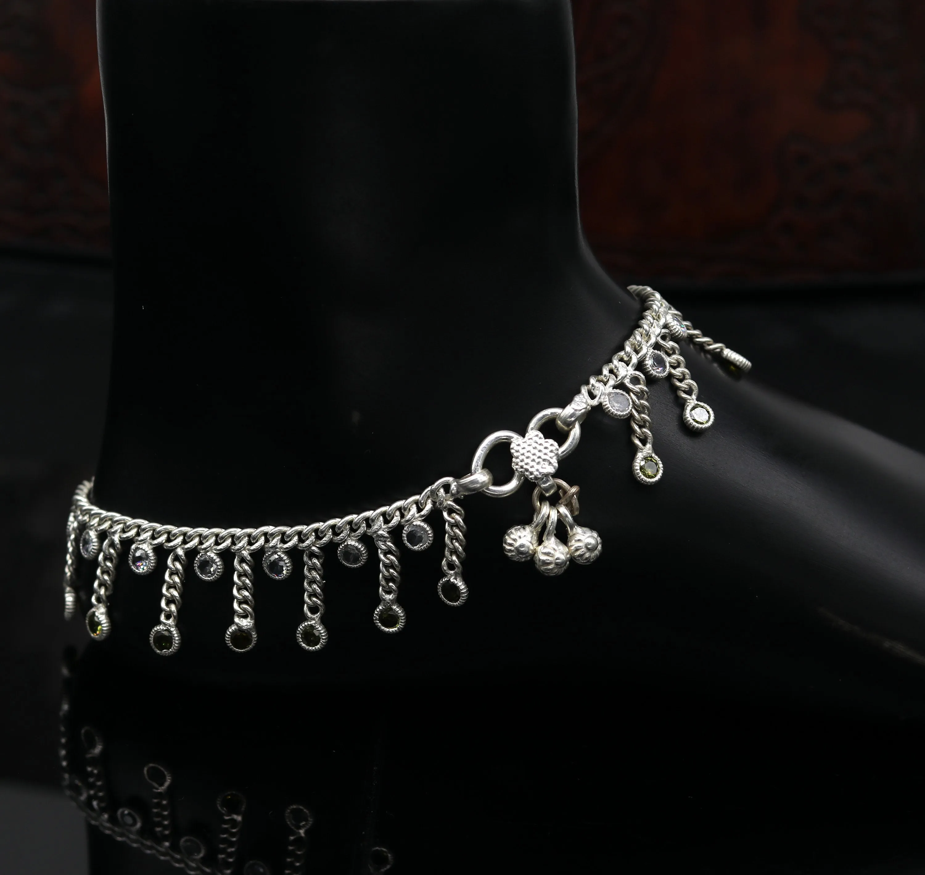 10" solid silver handmade vintage customized design ankle bracelet bridesmaid charm tribal anklet jewelry pretty gifting to her nank272