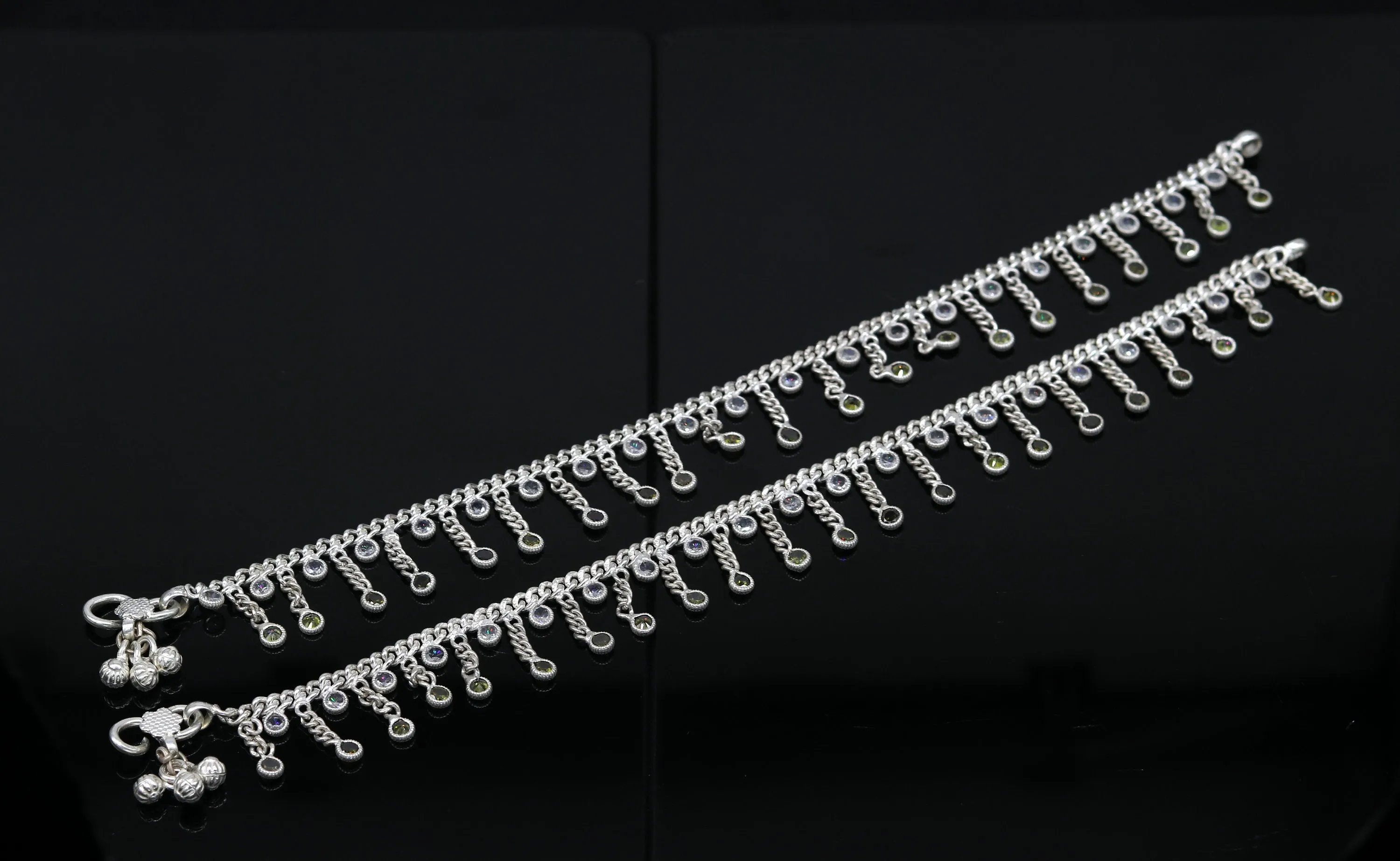 10" solid silver handmade vintage customized design ankle bracelet bridesmaid charm tribal anklet jewelry pretty gifting to her nank272