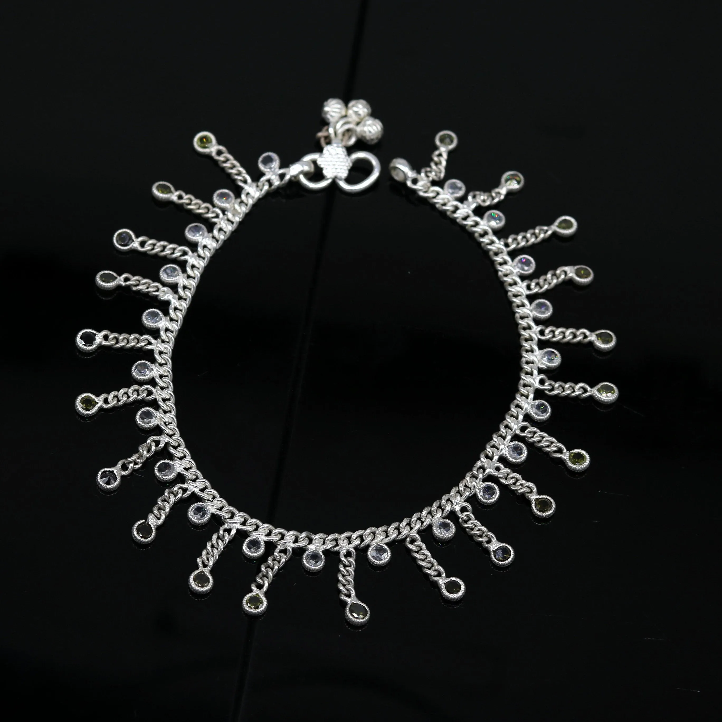 10" solid silver handmade vintage customized design ankle bracelet bridesmaid charm tribal anklet jewelry pretty gifting to her nank272
