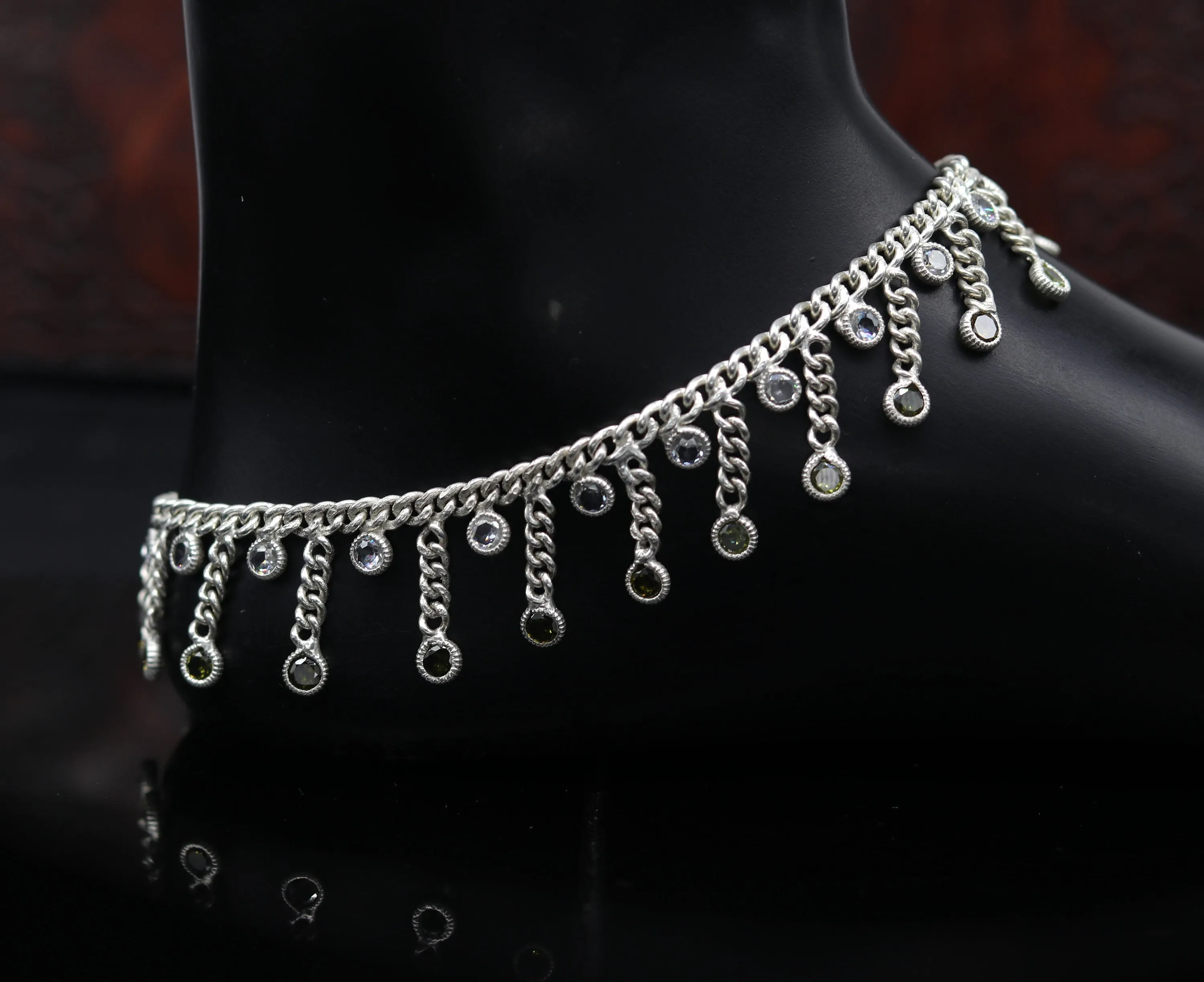 10" solid silver handmade vintage customized design ankle bracelet bridesmaid charm tribal anklet jewelry pretty gifting to her nank272