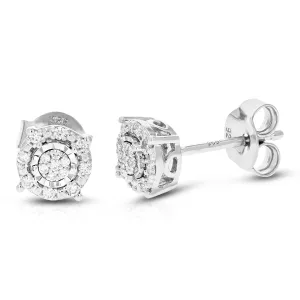 1/10 cttw 30 Stones Round Lab Grown Diamond Studs Earrings .925 Sterling Silver prong Set Round Shape