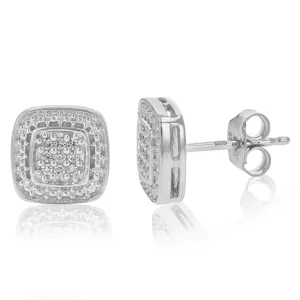 1/10 cttw Round Cut Lab Grown Diamond .925 Sterling Silver Stud Earrings Prong Set