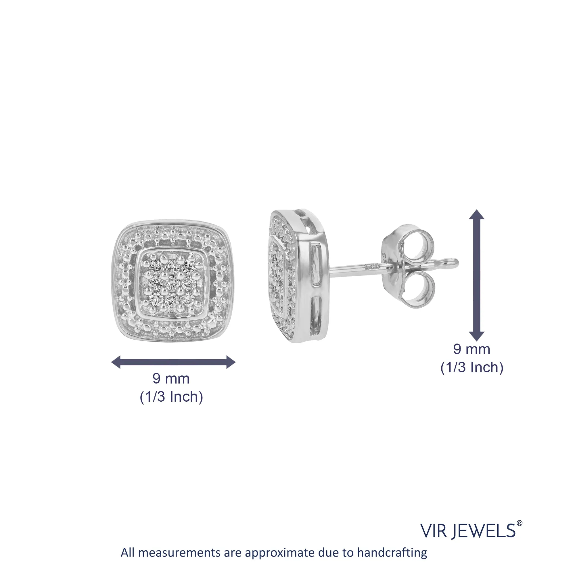 1/10 cttw Round Cut Lab Grown Diamond .925 Sterling Silver Stud Earrings Prong Set
