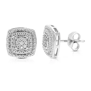 1/10 cttw Round Lab Grown Diamond .925 Sterling Silver Stud Earrings Push Back Prong Set