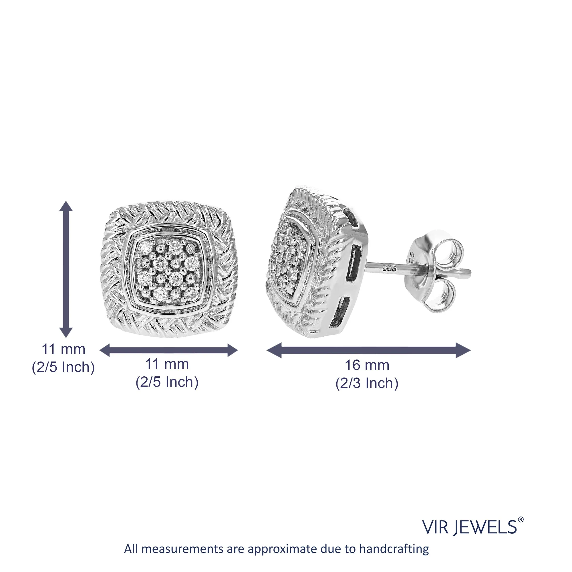 1/10 cttw Round Lab Grown Diamond Prong Set Stud Earrings .925 Sterling Silver