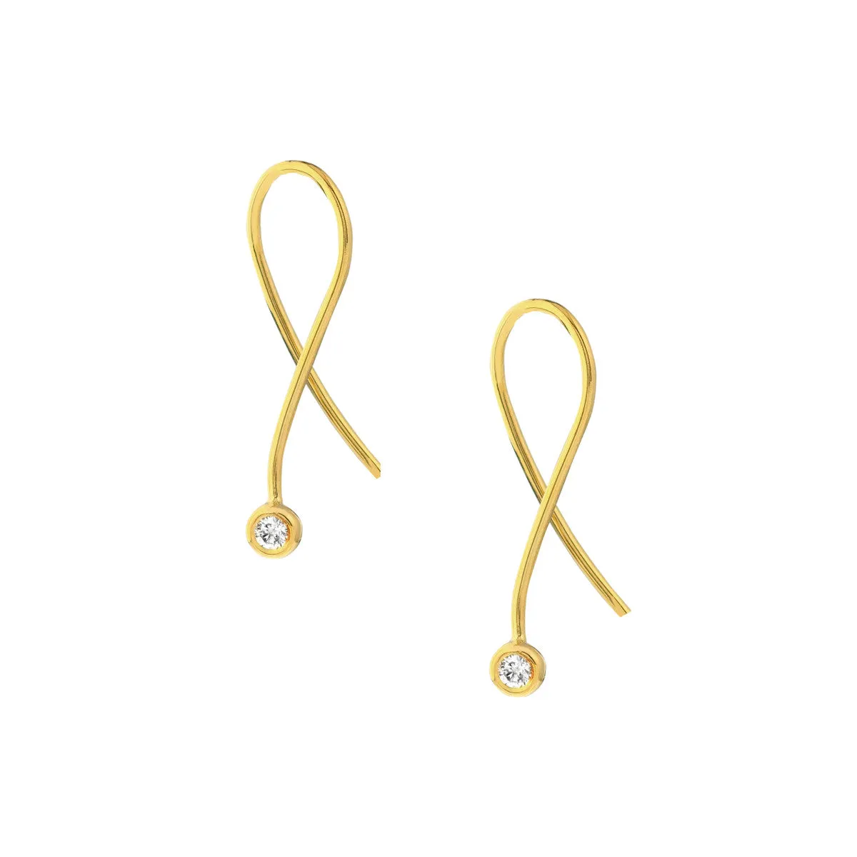 1/15ct Diamond Bezel Wire Threader Earrings