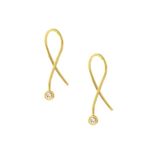 1/15ct Diamond Bezel Wire Threader Earrings