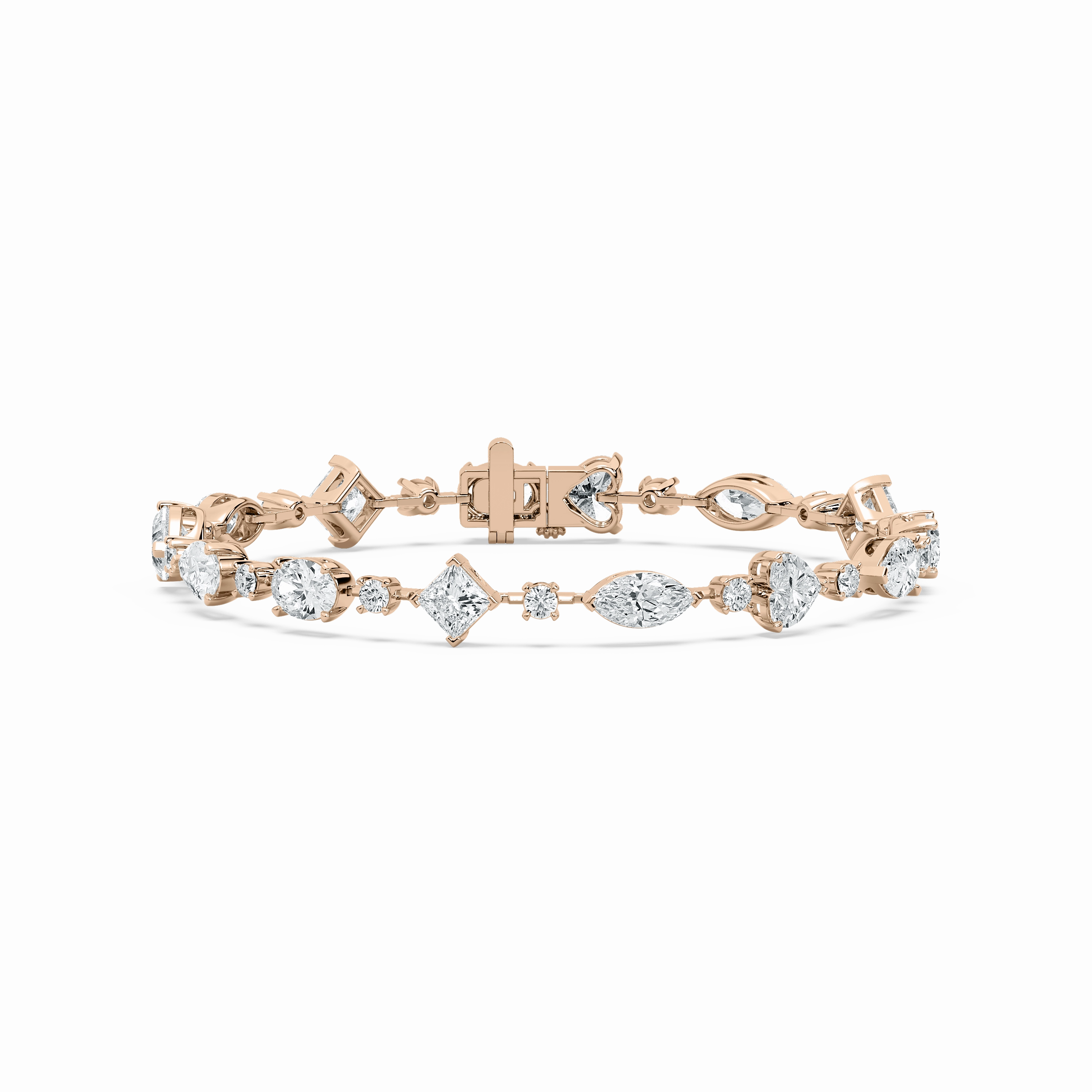 Self-Love Gift Dressy Details 11 ??? ctw Multi Shape Lab Grown Diamond Bar Link Line Bracelet  - 7 Inches
