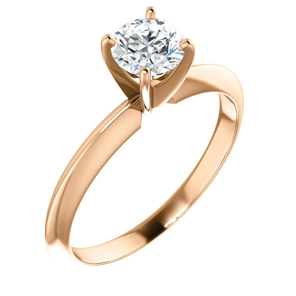 1/2 Ct Lab Grown Diamond Solitaire Engagement Ring 14k White Rose or Yellow Gold