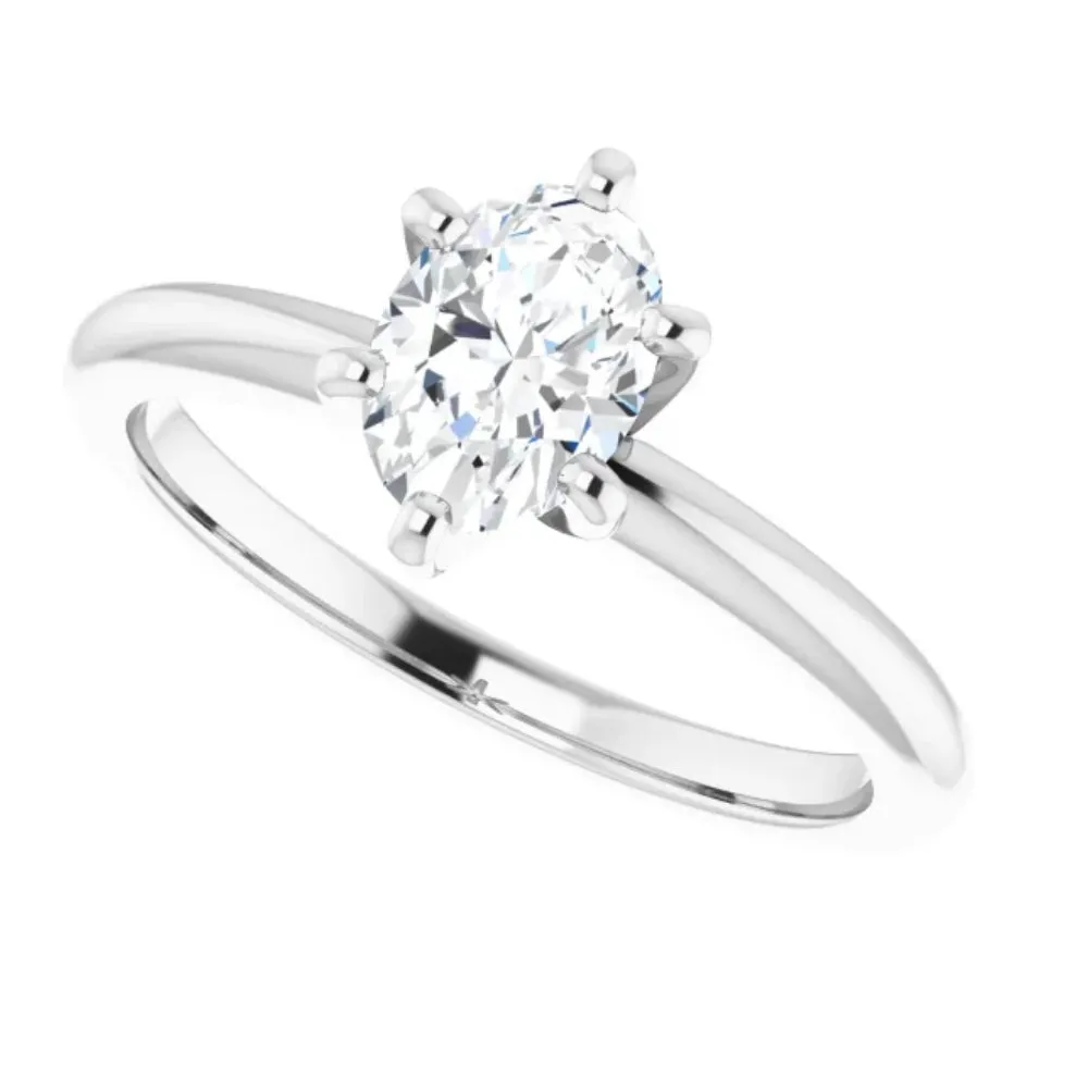 1/2 Ct Oval Solitaire Diamond Engagement Ring Lab Grown White or Yellow Gold