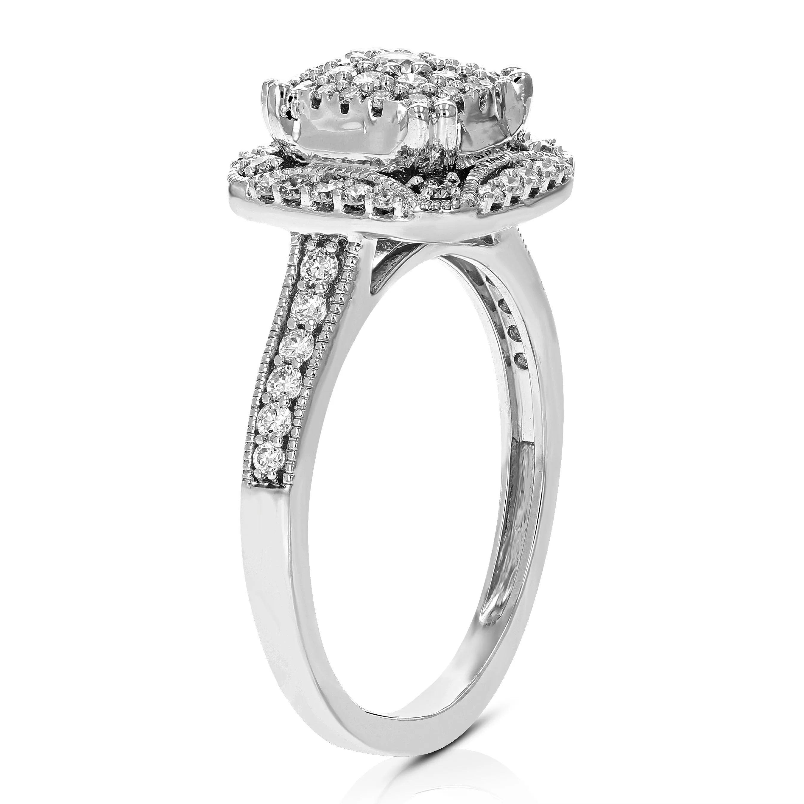 1/2 cttw Lab Created Diamond Engagement Ring Sterling Silver Prong Size 6-8