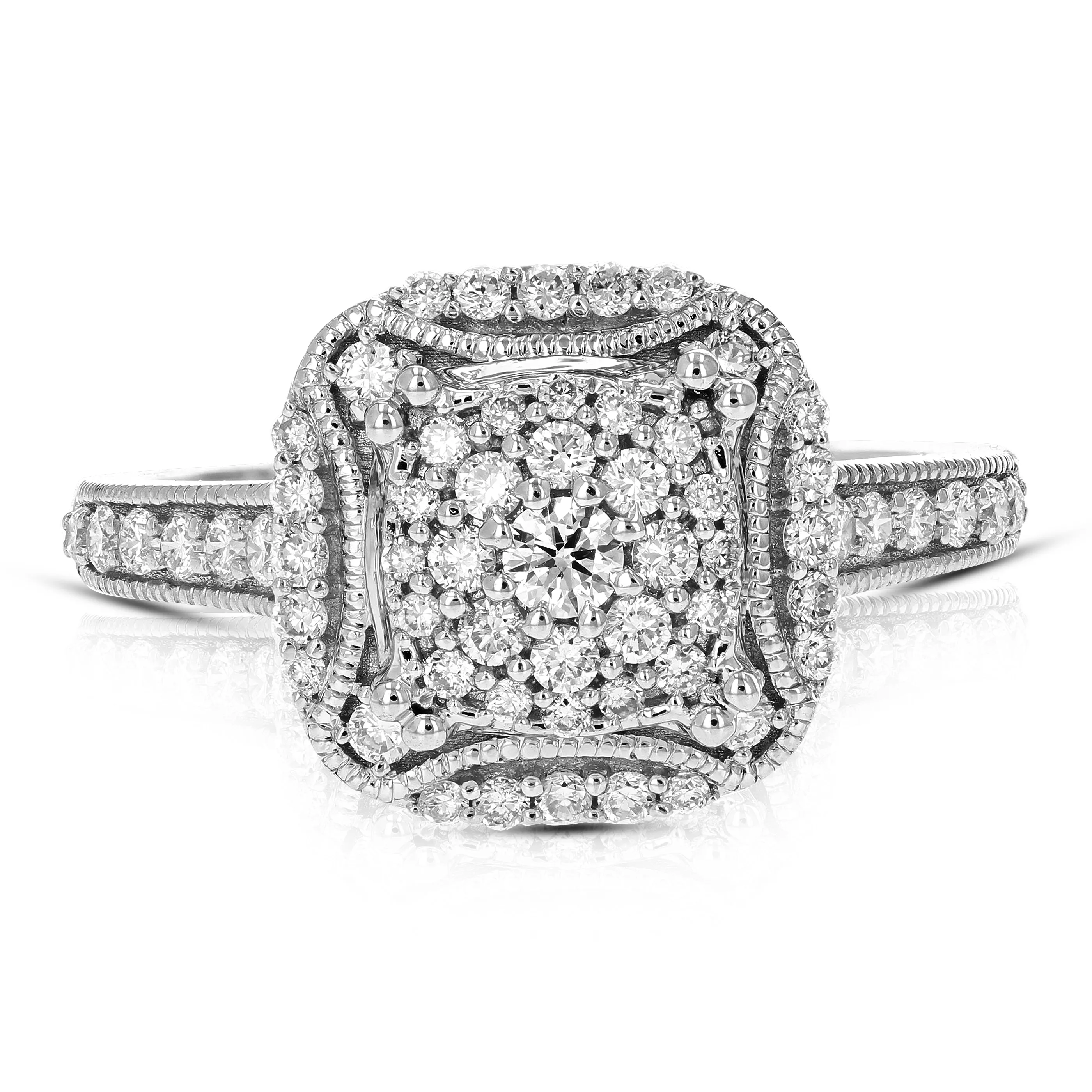 1/2 cttw Lab Created Diamond Engagement Ring Sterling Silver Prong Size 6-8