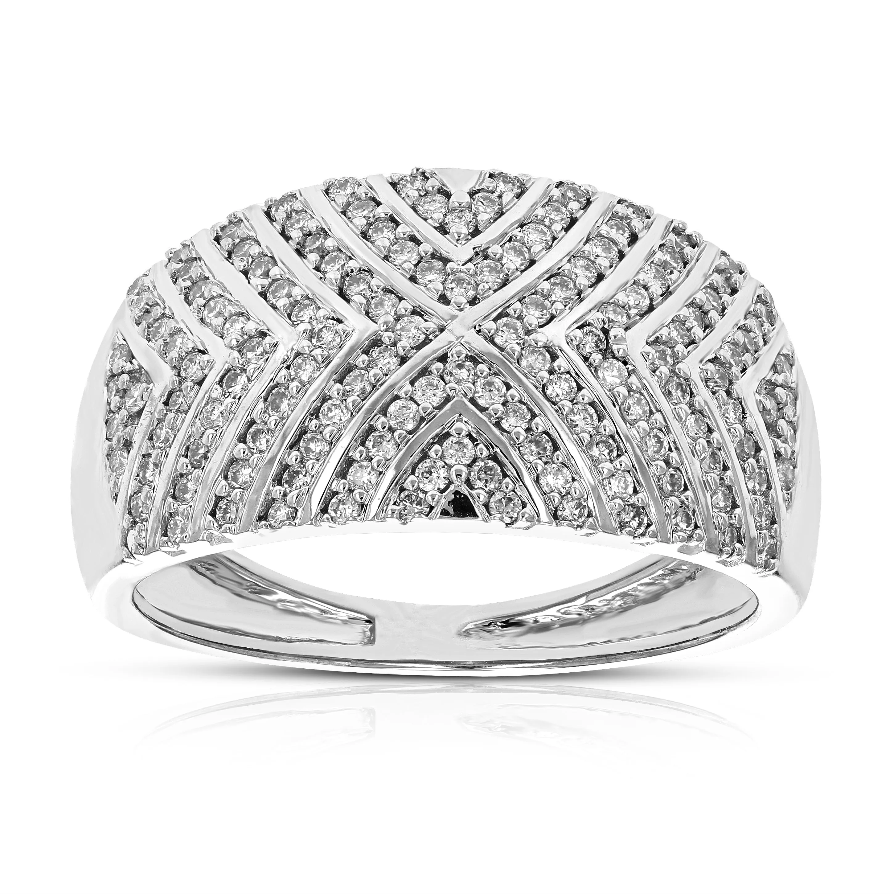 1/2 cttw Lab Grown Diamond Dome Wedding Band Sterling Silver