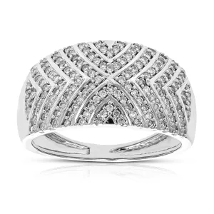 1/2 cttw Lab Grown Diamond Dome Wedding Band Sterling Silver
