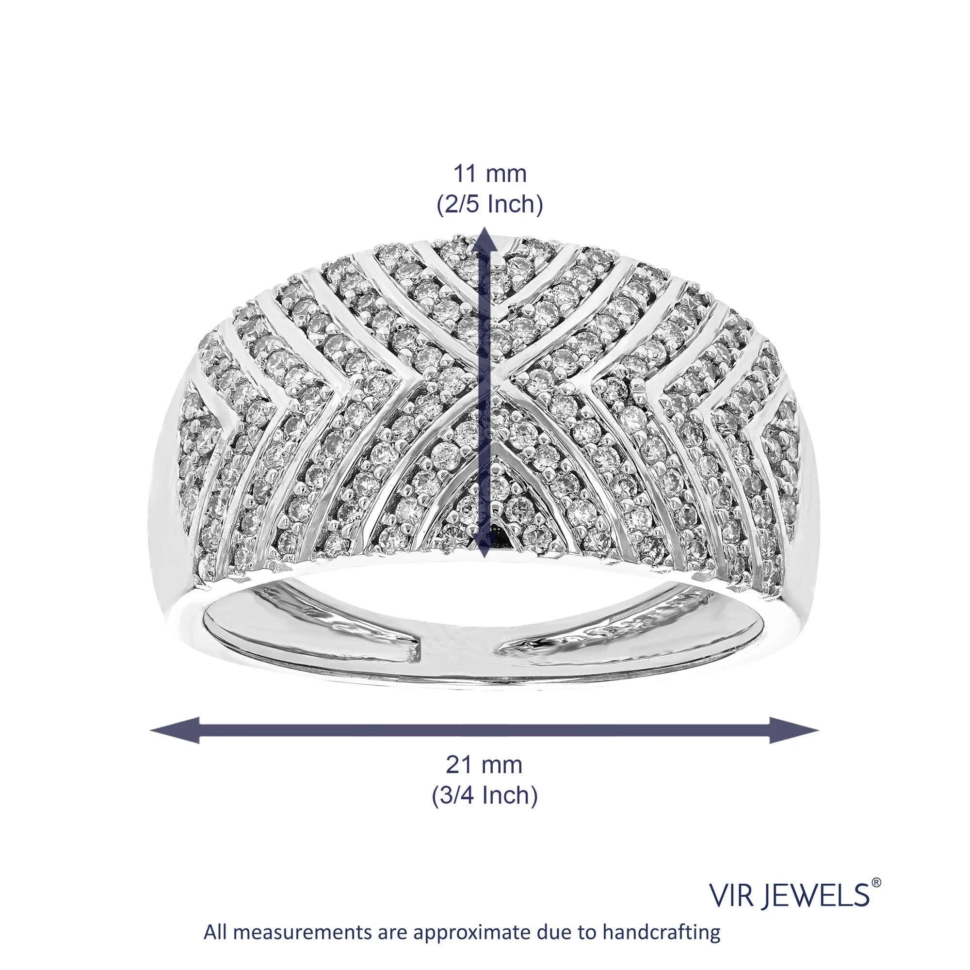 1/2 cttw Lab Grown Diamond Dome Wedding Band Sterling Silver