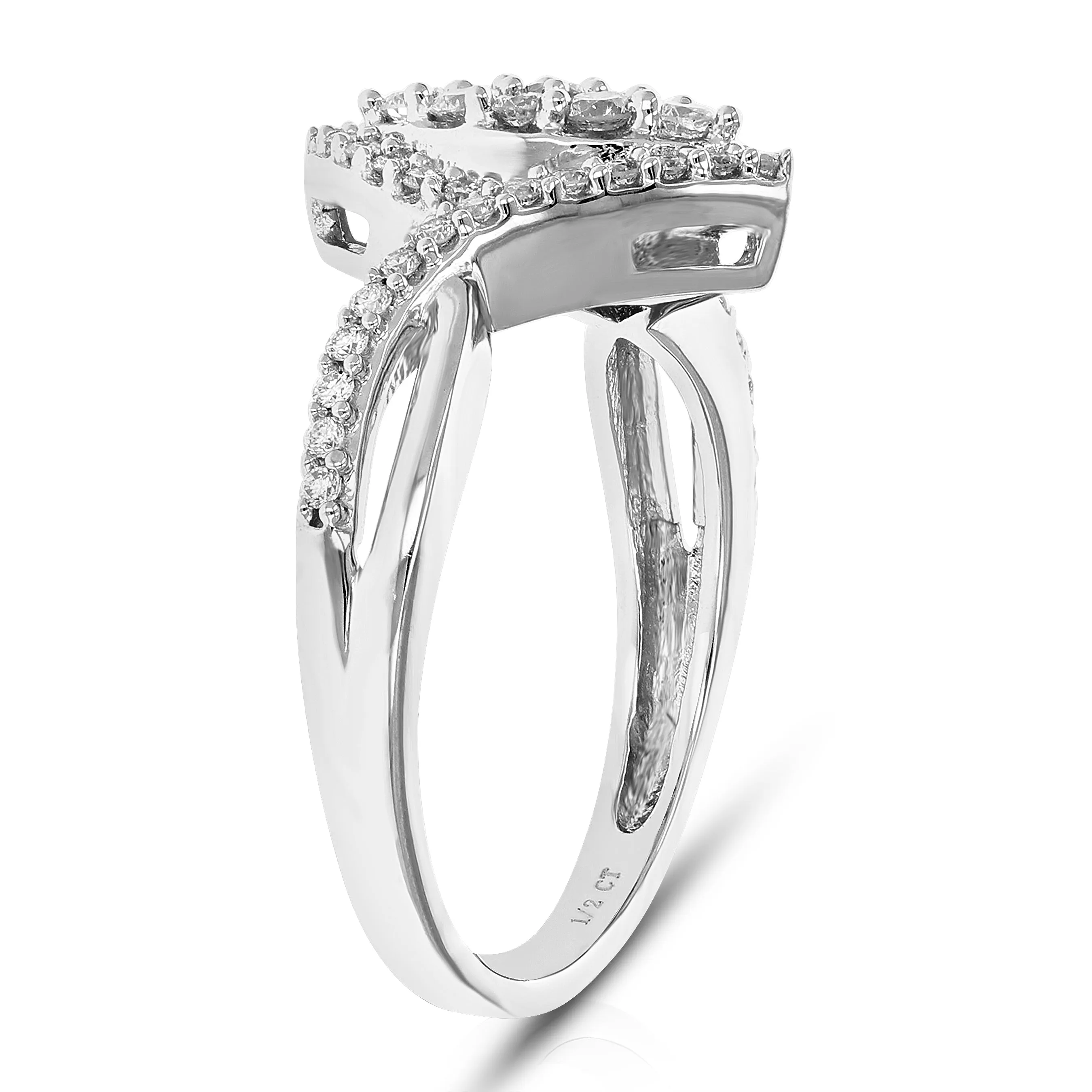 1/2 cttw Round Cut Lab Grown Diamond .925 Sterling Silver Wedding Engagement Ring