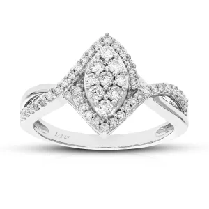 1/2 cttw Round Cut Lab Grown Diamond .925 Sterling Silver Wedding Engagement Ring