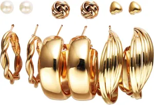12 Pairs Of Earrings，Gold Knot Earrings, Gold Earrings For Women, Gold Earrings, Chunky Gold Earrings, Gold Statement Earrings, Gold Earrings For Women Trendy, Gold Dangle Earrings For Women