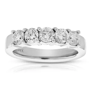 1.25 cttw Five Stone Diamond Statement Ring in 14K White Gold