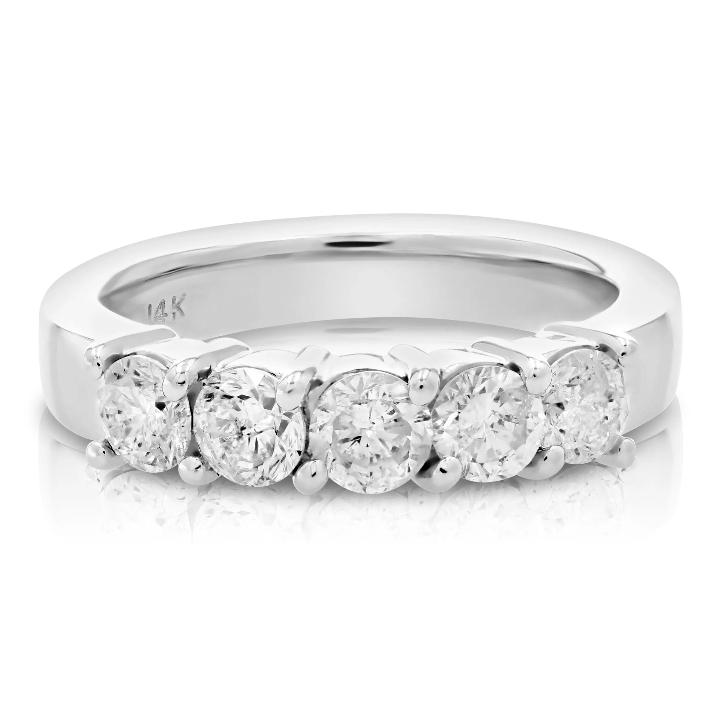 1.25 cttw Five Stone Diamond Statement Ring in 14K White Gold