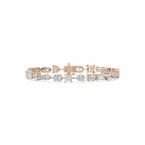 Multi-Generational 12 ctw Multi Shape Lab Grown Diamond Bar Link Line Bracelet  - 7 Inches