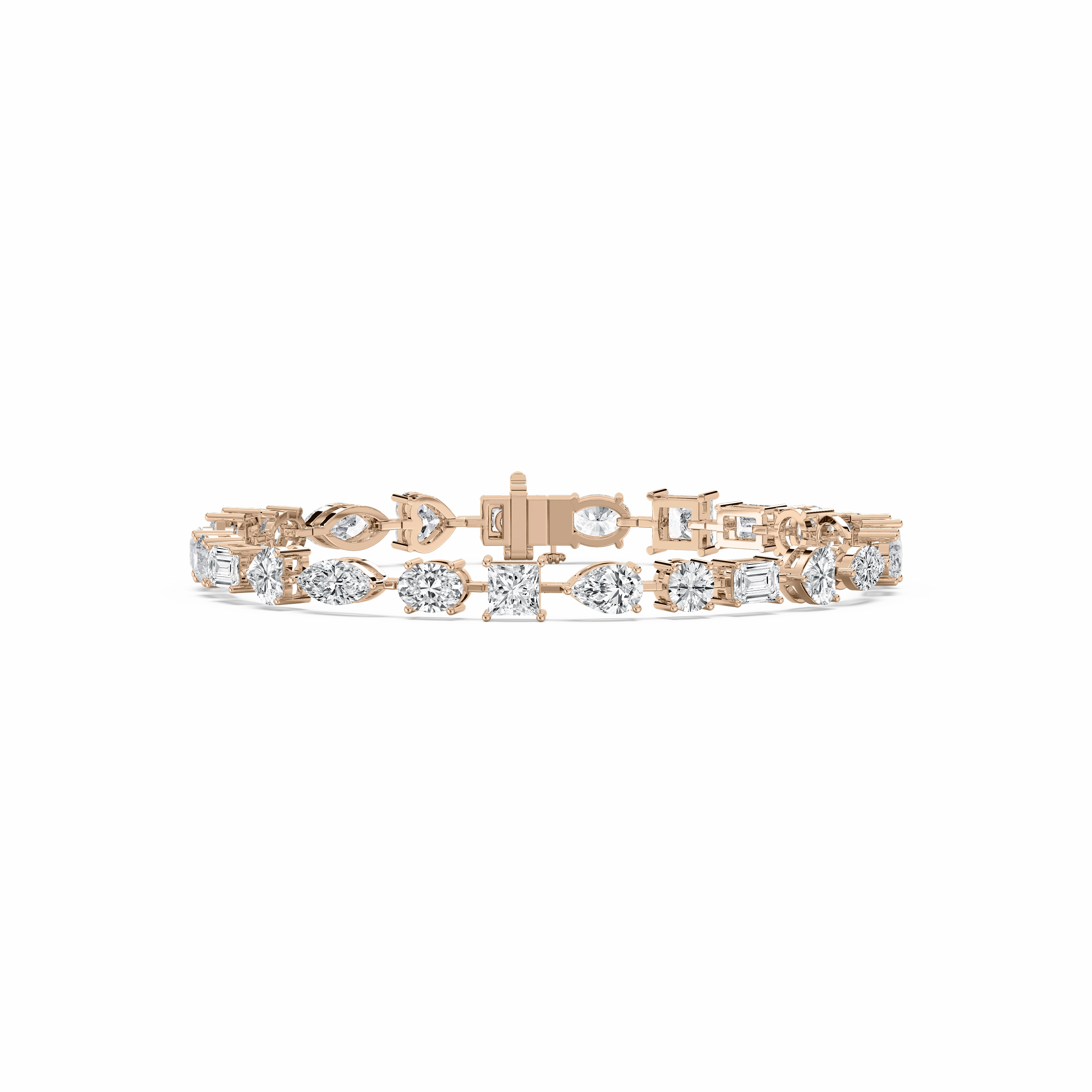 Multi-Generational 12 ctw Multi Shape Lab Grown Diamond Bar Link Line Bracelet  - 7 Inches