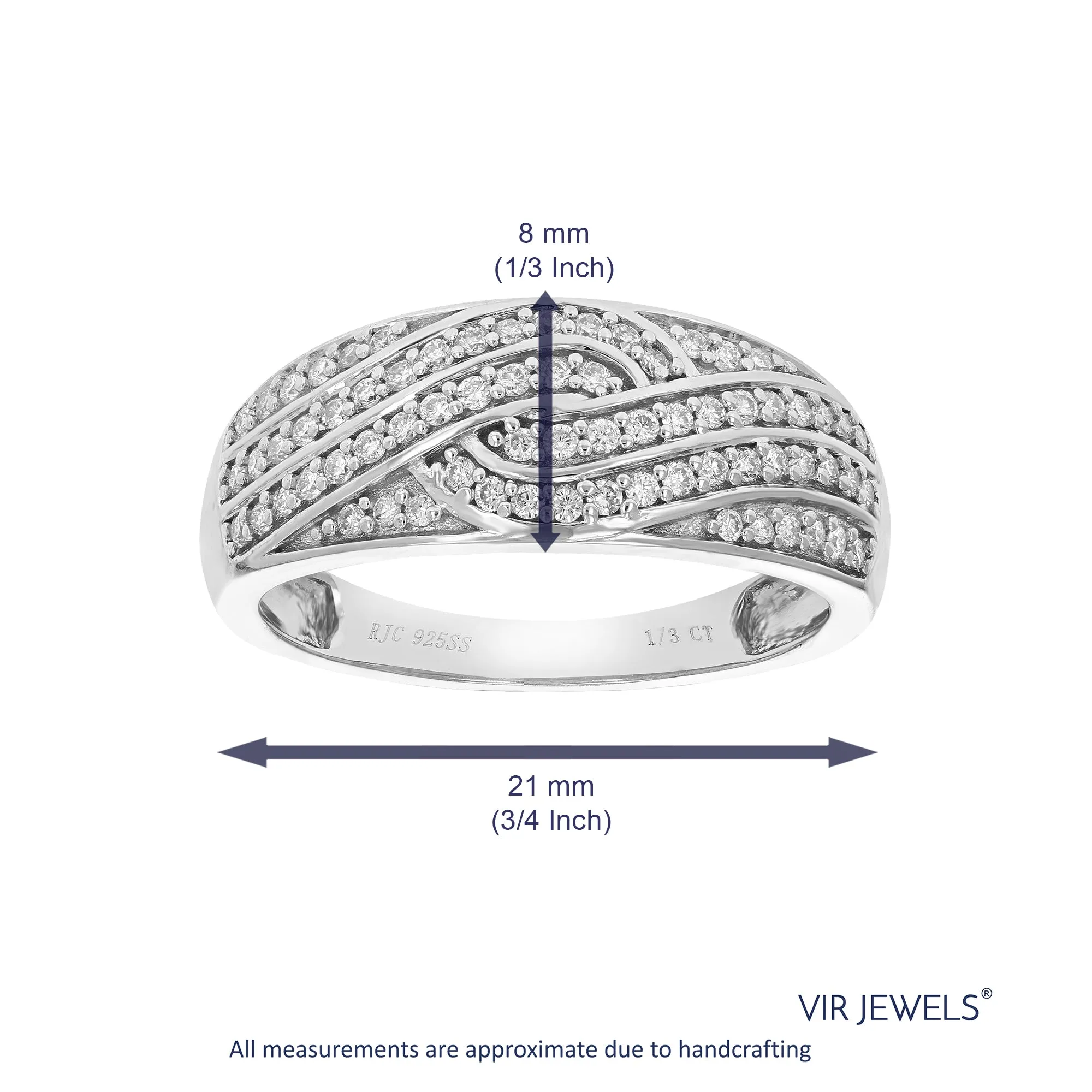 1/3 cttw Lab Grown Diamond Layer Wedding Band Sterling Silver
