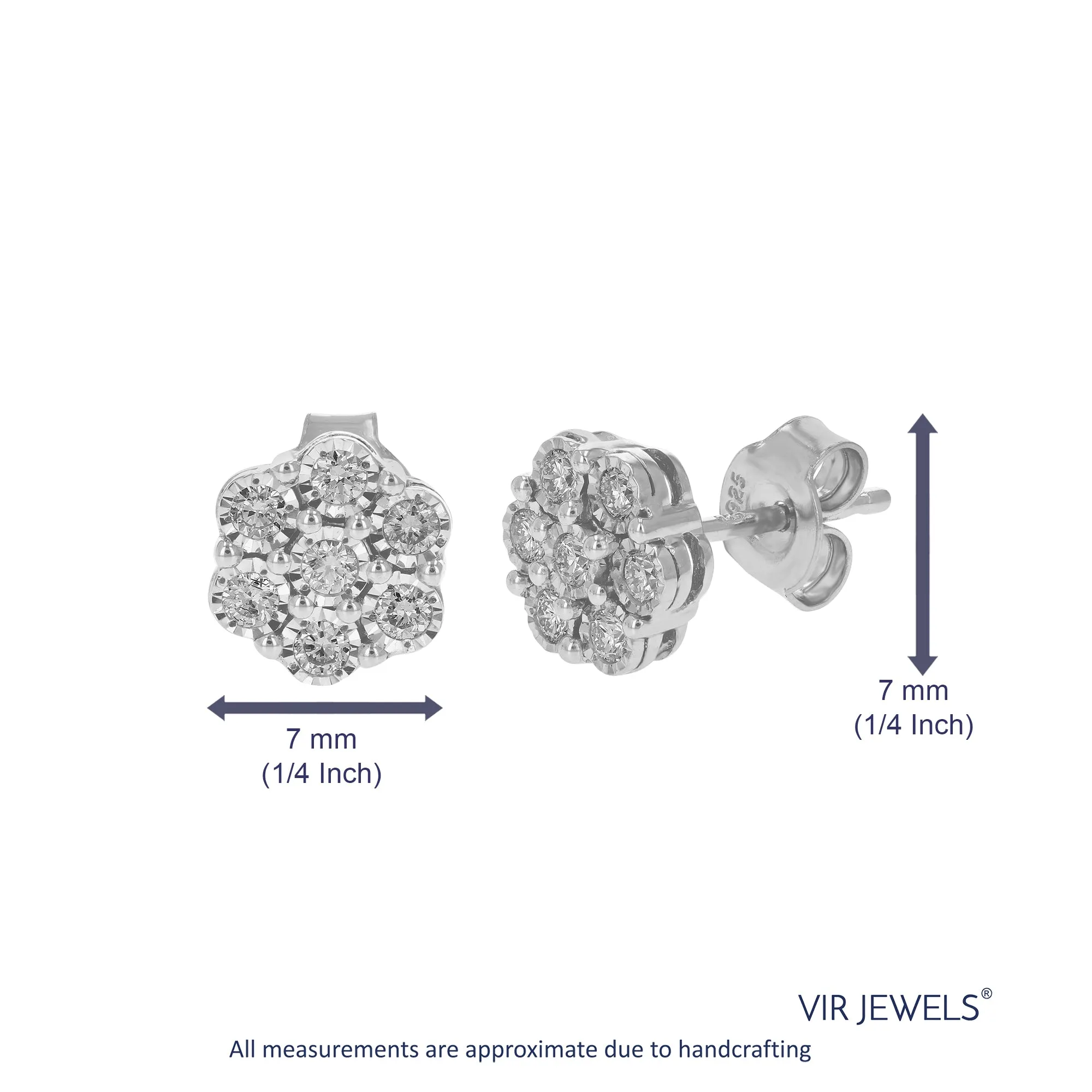 1/3 cttw Round Lab Grown Diamond Stud Earrings in .925 Sterling Silver Prong Set